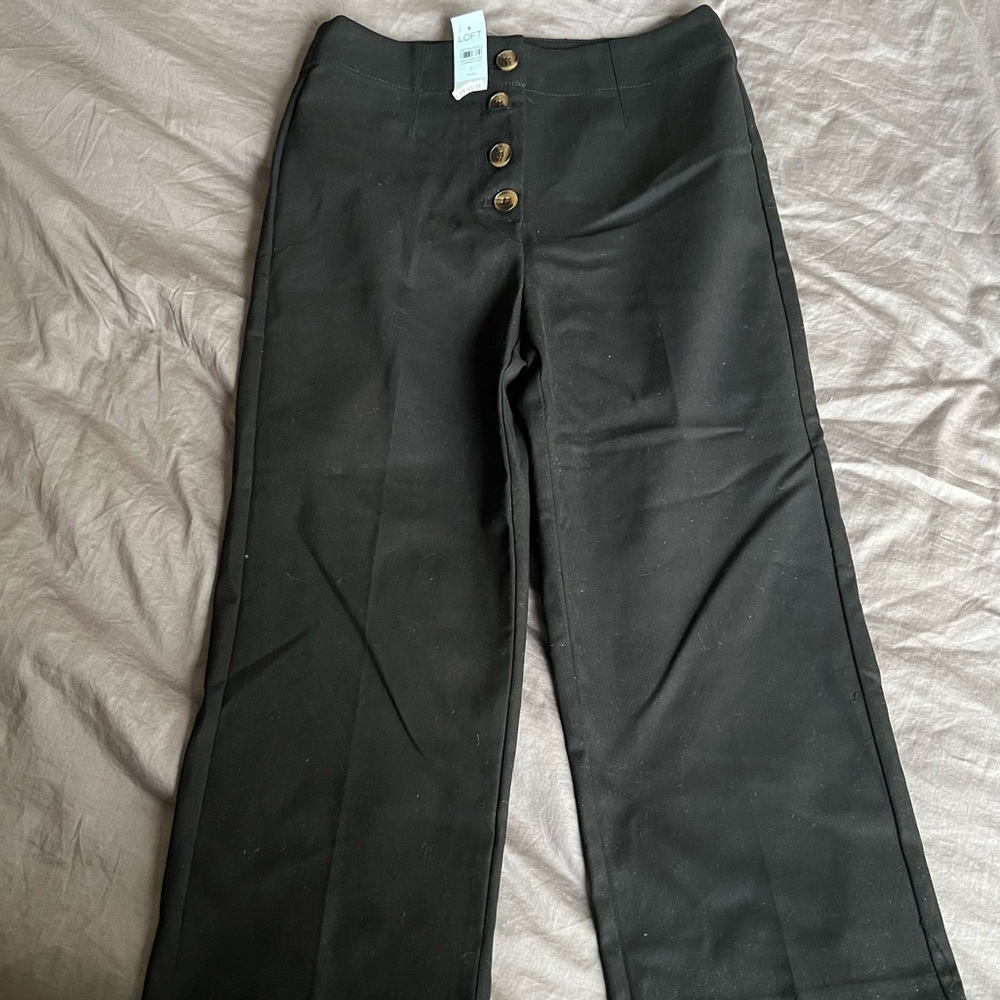NWT Ann Taylor LOFT Wide Legged Black khakis